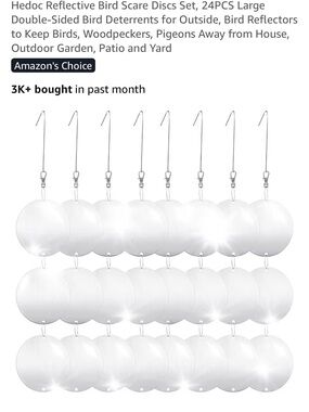 Reflective Bird Scare Discs - Clear/Silver Hanging Set